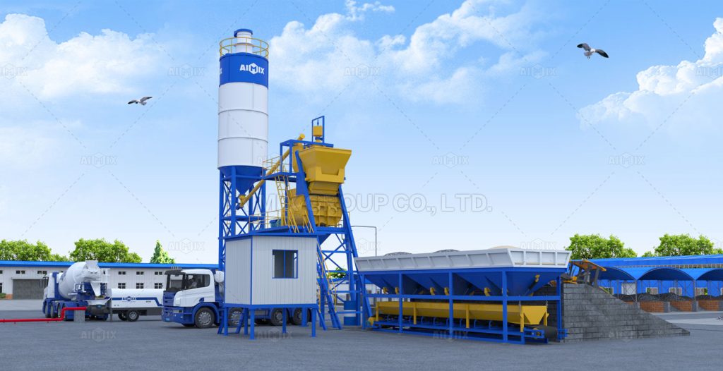 AJ-50 concrete batching plant 3Dview